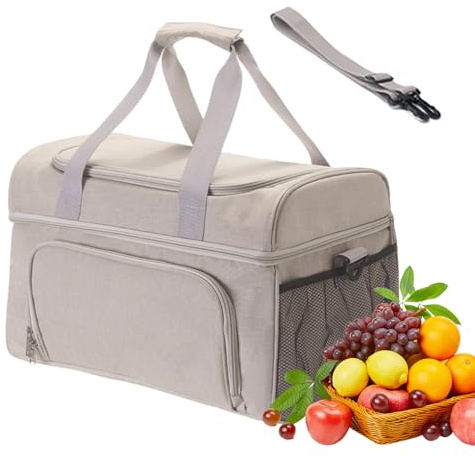 Qiwieod Bolsa aislante | Contenedor suave de 30 litros plegable a prueba de fugas – Bolsa aislante impermeable | Para almuerzo, trabajo, alimentos, escuela, niños, picnic, compras