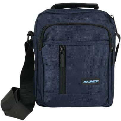 No Limits Bandolera Hombre - Bolso de Hombro Cruzado Deportivo, Ajustable, Multibolsillos, Antirrayas, Azul