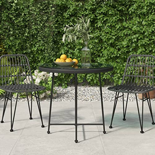 31.5 Inch Round Dining Table, Modern Metal Bistro Table for Indoor and Outdoor Use, Weather-Resistant Tempered Glass Top Table for Garden, Balcony, and Patio
