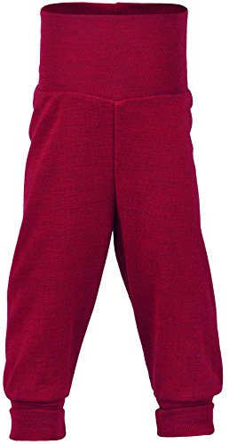 Engel Natur Baby-Hose lang mit Nabelbund, Bio-MerinoSchurwolle, maschinenwaschbar (74/80, rot melange)
