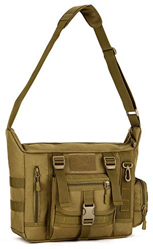 Messenger Bag, Tactical Crossbody Bag Molle Large Waterproof Laptop Pack Casual Military Shoulder Bag Green