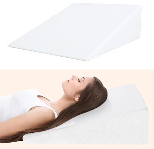 ADEPTNA Comfort Memory Foam Therapy Bed Wedge Pillow - Designed for Back Neck Pain - Better Breathing Circulation Acid Reflux – Washable Cover Included