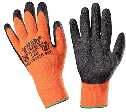 1 Paar ULITH® Winter-Arbeitshandschuhe Ice-Defender aus Acryl - warnorange/schwarz - Größe 9