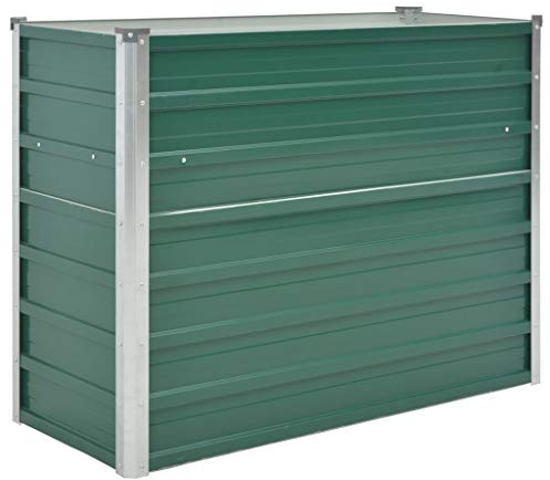 yorten Gartenpflanzen Hochbeet Gartenbeet Verzinkter Stahl Grün 100 x 40 x 77 cm Offene Unterseite Frühbeet Pflanzkasten für Garten Blumen Gemüse