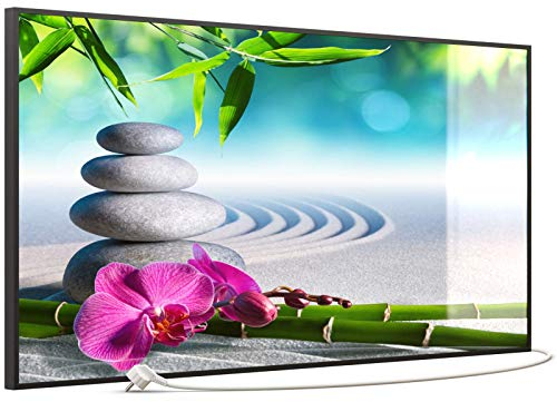 STEINFELD Heizsysteme® Glas Bild Wandheizung Infrarotheizung inklusive TS11 WiFi Thermostat | Made in Germany | Motive 059 Zen-Garten (750 Watt, schwarz)
