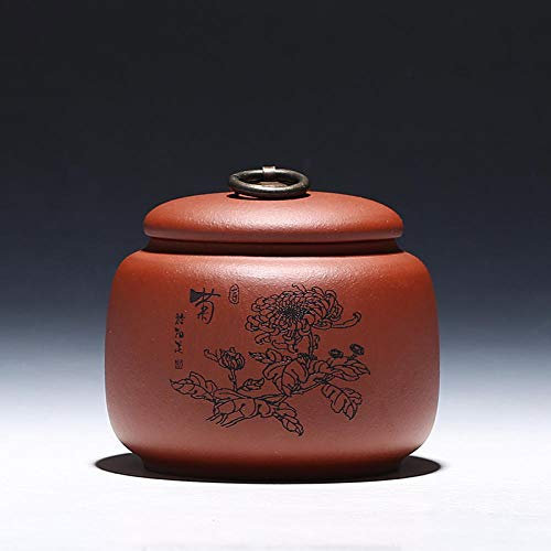 BEPM Tea Caddy Tea Cans Tea Storage Coffee Storage Jar Chinese Style Purple Clay Tea Caddy Airtight Household Tea Storage Tank Small Portable Tea Storage-Chrysanthemum