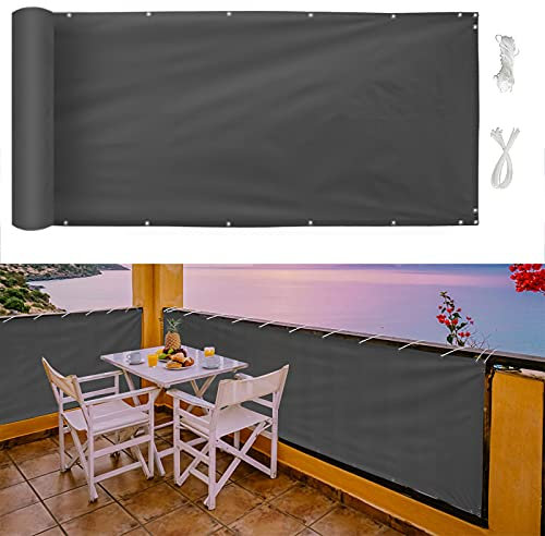 MEEYI Grillage Balcon,1.2X7m,Cache Vue Exterieur Jardin,intempéries Couvercle,pour Balcon et clôtures,et Simple d'entretien,-Gris,