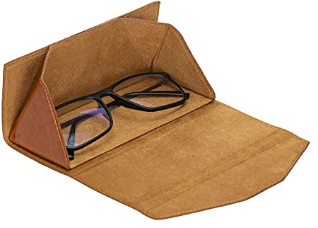 Solo Pelle Faltbares Brillenetui aus echtem Leder, tragbare Brillenbox zum falten, Brillen Etui mit Magnetverschluss Sonnenbrillenetui für Herren Damen Kinder