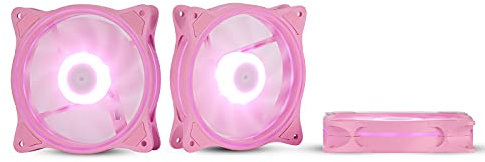 120mm Pink LED Quiet 12V PC Computer Gaming Cooling Fan with Triple-Light Loop for PC/CPU/Case Cooling (3-Pack) | Ultra-Quiet 120mm High Airflow PC Case Gaming Fans with 3Pin/4-Pin Molex Connectors - Anti-Vibration Design for DIY PC Builds