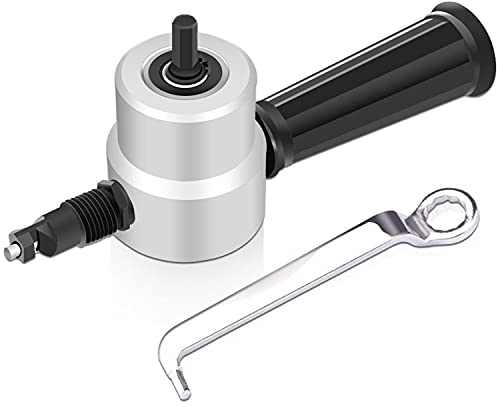 CHENGNAN Double Head Sheet Metal Nibbler Cutter Drill Attachment Metal Cutting 360° Adjustable with Wrench