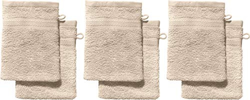 REDBEST Waschhandschuhe, Waschlappen 6er-Pack Chicago beige Größe 15x21 cm - saugstark, strapazierfähig, ideal für Reisen, Sport (weitere Farben)