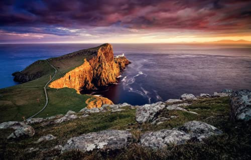 LHJOYSP 3D Puzzle 1000 Teile,natürliche Schönheit,Leuchtturm,Schottland,Isle of Skye,Innere Hebriden,75x50cm
