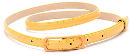 Elegantyl Dünner Leder Damen Gürtel Dornschließe Kleider Gürtel 105cm Damen Casual Gürtel Bekleidungszubehör, Gelb