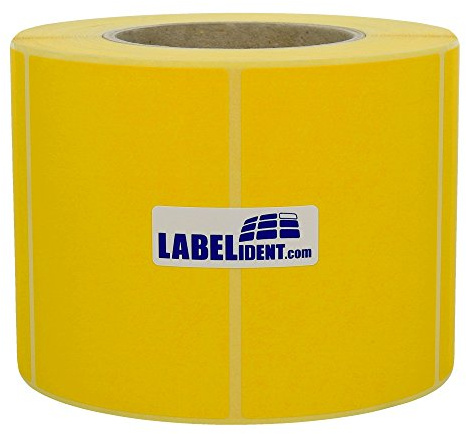 Labelident Thermoetiketten gelb - 100 x 150 mm - 1.000 Thermodirekt Etiketten auf 76 mm Rollenkern, selbstklebend