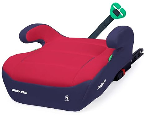 Daliya® QUBIX PRO Kindersitzerhöhung mit ISOFIX | i-SIZE NORM ECE R129 | 125 bis 150 cm | Gurtfix | waschbar | Autositz | Autokindersitz | Kindersitz | Sitzerhöhung (Dunkelblau - Rot)