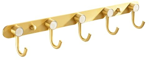 PIZZZENO kleiderhaken wandhaken badezimmer ohne stanzen toilettenhaken kleiderhaken kleiderhaken reihenhaken kreativ badezimmer gold gebürstet weiß 5 haken