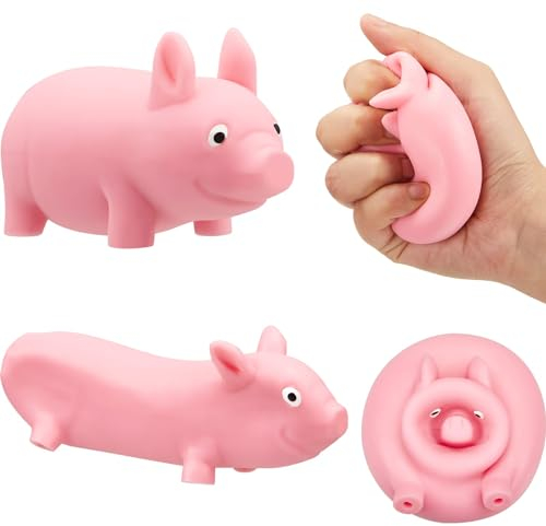 Bambebe 3 Stück Schweine Quetschspielzeug, Squishy Squeeze Spielzeug, Kreatives Dekompressions Rosa Schweinchen Spielzeug, Stressspielzeug Schwein, Anti Stress Spielzeug für Erwachsene und Kinder