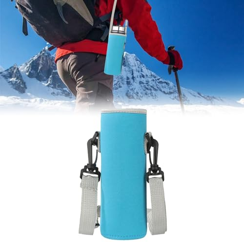 KARELLS Neoprentasche für Isolierflasche, Wasserflaschenhülle aus Neopren Wasserflaschenträger Isolierte Abdeckung, Wasserflaschenhülle aus Neopren, 1100ml Flaschenhalter Tasche mit Gurt, Blau