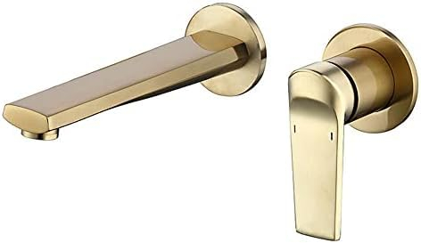 Wandmontierte Badewannenarmaturen, Waschbeckenarmaturen Für Badezimmer, Badewanne, Badewannenarmaturen, Heiße Und Kalte Badezimmer-Waschtischarmatur, Goldfarben Gebürstet,Golden Gebürstet