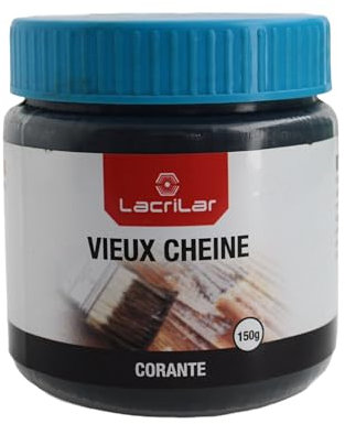 Tinte Pintura para Madera Vieux Chêne (Roble Viejo) 150g en Polvo Para Teñir Madera, Oscurecedor Ideal Para Arte Decorativa, Fácil De Diluir y Aplicar, Acabado Rústico