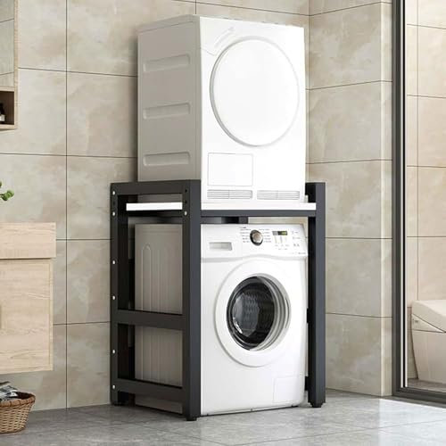 Washing Machine Shelves, 2 Tier Stacking Rack Above Dryer, 3 Height Adjustable, Washer Storage Rack Unit For Washer and Dryer, Load Capacity 350kg