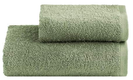 NELLA BIAGINI Minerva (Bosco) Minerva (Wood) Bath Towel Set, 100% Cotton Terry Towel, 420 g/m², 110 x 60 cm+60 x 40 cm, Soft, Absorbent, Plain