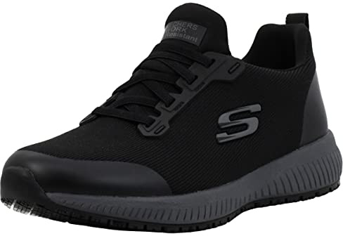 Skechers Women's Squad Sr Food Service Shoe, Black/Charcoal, 8.5 XW US