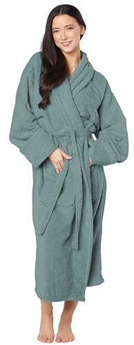 La Maison 100% Egyptian Cotton White Terry Towelling Adults Shawl Collar Bathrobe Dressing Gown Hotel & Spa Quality Dressing Gown for Men & Women (UK, Alpha, One Size, Regular, Regular, Sage Green)