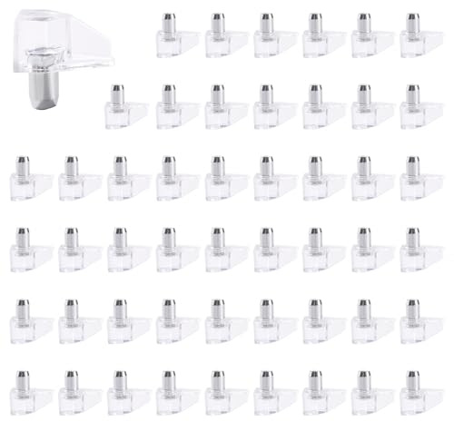 YIXISI 50 Stücke 5mm Transparent Kunststoff Regalboden Stifte, Bodenträger Regalbodenträger, für Küchenschrank Bücherregalmöbel