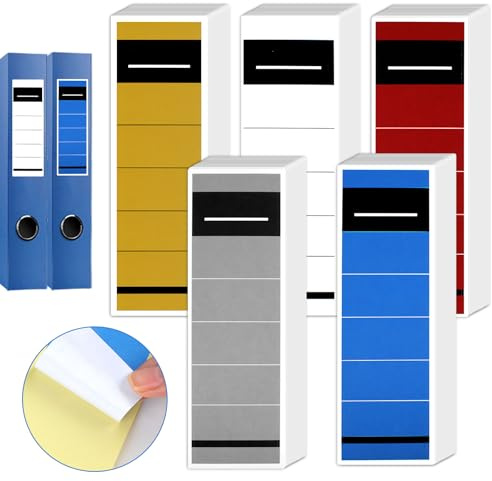Ordnerrücken Selbstklebend 19×5.4cm, 50PCS, 5 Farbe, ideal für Büro&Archiv | Ordner Etiketten Aufkleber für 5cm schmale Ordner.Beschriftbar,ideal für Büro,Bibliothek & Archivierung.Sauber&ordentlich