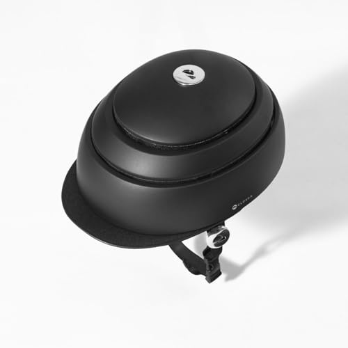 CLOSCA. Casco pieghevole da bicicletta. Casco da bici per adulti con visiera. Casco certificato per bici ed e-scooter. Per donna e uomo. (Nero/Nero, L)