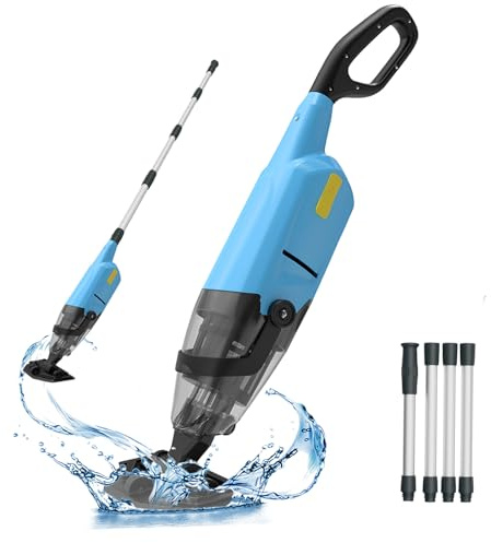 Aspirador de Piscina inalámbrico, limpiafondos de Piscina Manual hasta 90 Minutos, pértiga telescópica de 160 cm, Limpiador de Piscina, succión de hasta 4088 L/h, Ideal para spas y Hot tubs