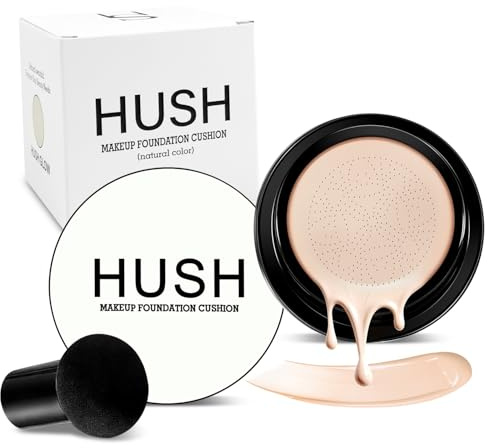 Hush makeup foundation, Natural Glow - Ideal for Light/Medium Complexions,Luvie Glow Foundation, Mushroom Head Air Cushion CC Cream - BB Cream Foundation for Older Women(Natural)