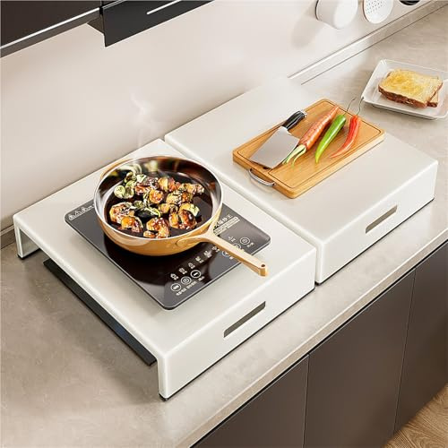 SHAARI Plaque De Recouvrement Pour Cuisinière À Gaz, Étagère Plaque À Induction, Matériau En Acier Inoxydable, Agrandit Votre Espace Cuisine(40x53cm)