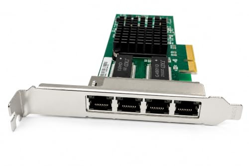 ACTON Carte Réseau 4 Ports Gigabit Ethernet RJ45 I350-T4 PCIe x4 – 10/100/1000 Mbps – Adaptateur LAN pour Serveur, Workstation, PC et NAS – Compatible Windows, Linux, VMware ESXi et pfSense