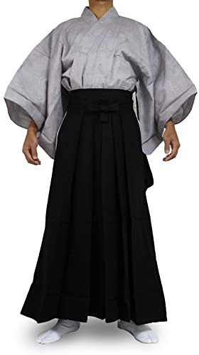 Edoten Japanese Samurai Hakama Uniform Traditional Japanese Clothing Kimono 1773GY-BK L