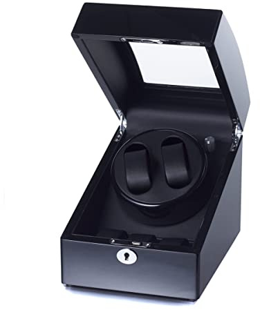 Raoul U. Braun Uhrenbeweger Eleganza | viele Modelle für 2-8 Uhren | Klavierlack Schwarz Wurzelholz Braun | leiser Motor