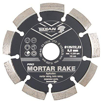 TROJAN Platinum Professional Contractor Mortar Raking Diamond Blade/Diamond Disc - 125mm/5/6.0mm Width