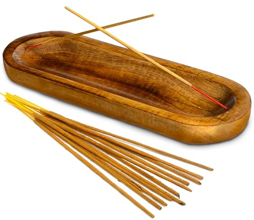 UnitedPrime Incense Holder-Incense Burner/Ash Catcher-Handmade Wooden Insence Tray Home Decor 11x4x1.2 Inches
