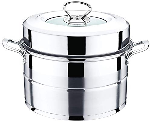 Bo Time Cuiseur à Vapeur/ Couscoussier en Inox à 2 étages Plateaux - Diamètre 26cm