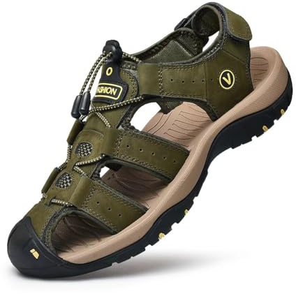 ZYLDK Sports Outdoor Sandals Summer Men's Shoes Trekking Hiking Casual Man | Closed-Toe Leather Walking Touch Lightweight Athletic Trail Easy Slip-On Beach Footwear Comfort & Support