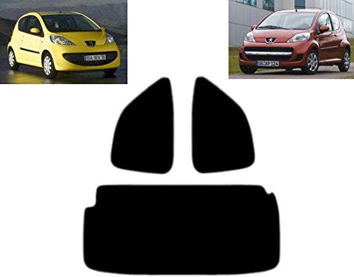 Passgenaue Tönungsfolie für-Peugeot 107 3-Türen 2005-2014 Heck/Seitenscheiben (20% Schwarz)