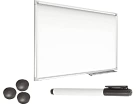 ALLboards Magnetisches Whiteboard 100x80cm Magnettafel mit Aluminiumrahmen und Stifteablage, Weiß Magnetisch Tafel, Trocken Abwischbar, Wiederbeschreibbar Weißtafel