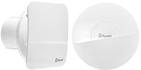 Xpelair 4 Simply Contour Silent bathroom extractor fan with pullcord and choice of square and round baffles, White, C4PSR