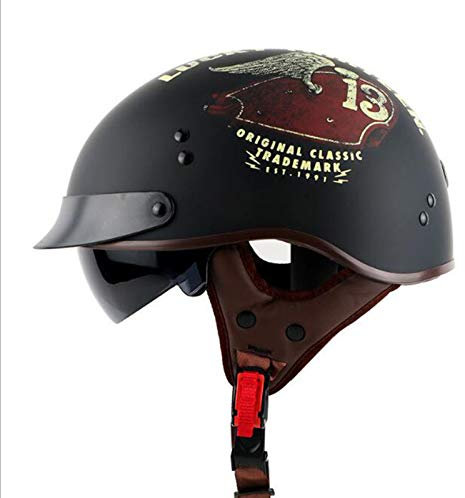 GAOZHE Casco Moto,Aperto Jet Caschi,Casco A Scodella,Scooter Motorino Vintage Caschi Cromwell,Donna Uomo con Visiera Parasole - DOT Omologato,per Biker Cruiser Scooter Touring