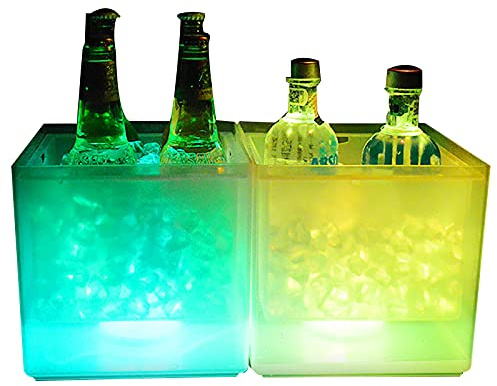 Fetcoi Seau à Glace de 3,5L à Lumière LED Colorée Seau à Glaçons Seau à Glace Changeant de Couleur Refroidisseur de Champagne Vin Boissons Bière pour Club Fête Bar