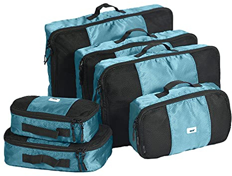 ANSIO Packing Cubes for Suitcase, Travel Cubes Luggage Organiser Set, Suitcase Organiser bags, Value Set for Travel and Home Storage, Small, Medium, Large, XL - (6 Piece Set) - Teal