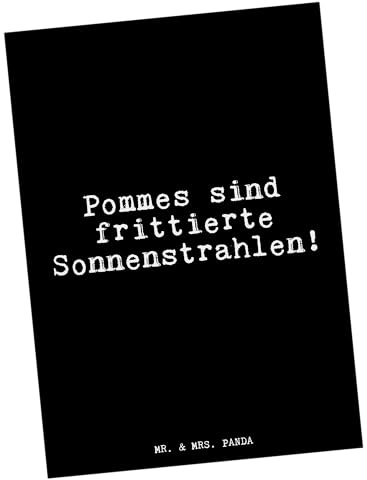 Mr. & Mrs. Panda Postkarte Pommes sind frittierte Sonnenstrahlen!... - Geschenk, einzelkarte, Grußkarte, lustiger Spruch, witziger, Sprüche, Frites, Glizer Weisheiten Zitate Lustig Weisheit Worte