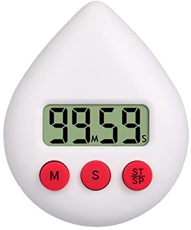 Digital Timer Kitchen Timer, White Water Drop Shaped Bathroom Timer Portable Simple Operation Digital Shower Cooking Timer for Kitchen Shower, 99 minutes 59 seconds, 3.15x2.56x0.98In