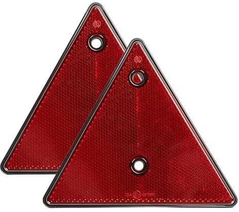 Woola Red Triangle Reflectors,2 Pack Trailer Triangle Reflector Reflective Warning Triangle Length 150 mm for Screw Fixing Fence Post Truck Tractor Caravan